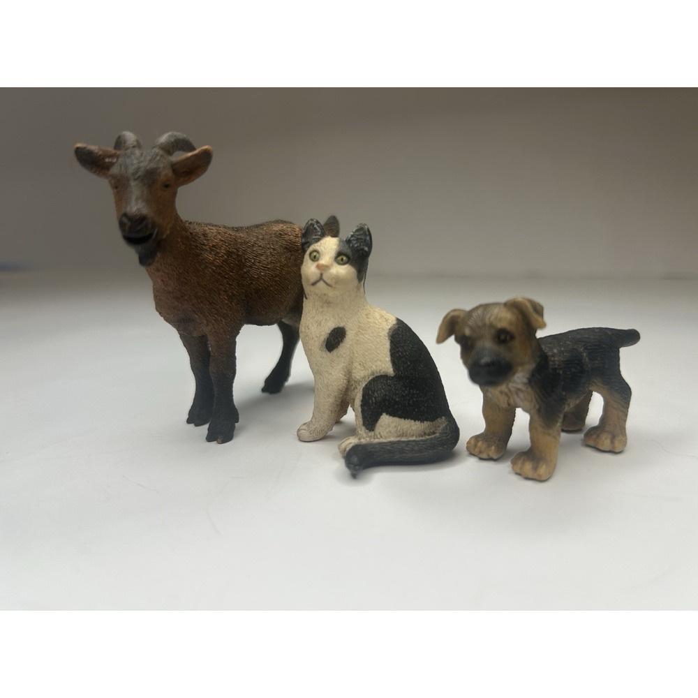 Schleich Animal Figure Lot Goat Cat German Shepherd Puppy 2005 2008 2016